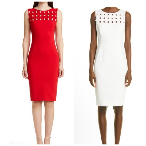 NWOT Akris punto Circle Cut Out Sleeveless Sheath Dress Size 4 Cream - Picture 11 of 11